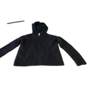 Van Winkle & Co. Hoodie Med 100% Cashmere, Black, Minimalist Luxe Cropped